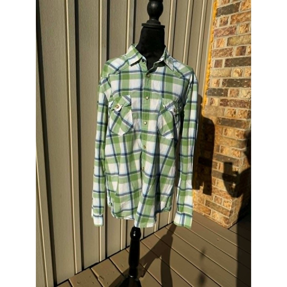 Aeropostale Men's LG Pearl Snap Plaid Western Style Shirt - Picture 7 of 7